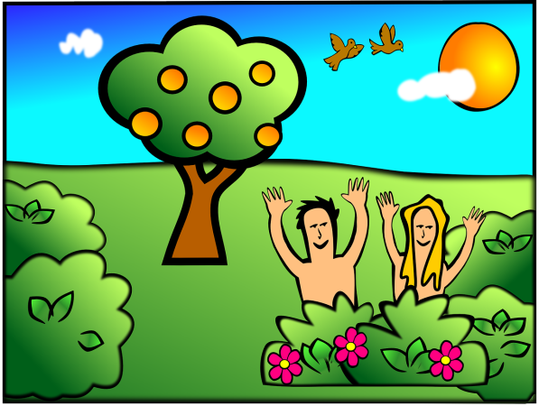 Adam şi Eva se plimbă prin Paradis. Eva: