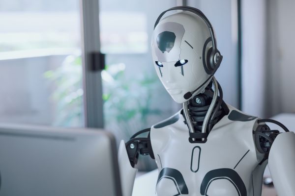 Un bărbat se întoarce de la serviciu cu un robot